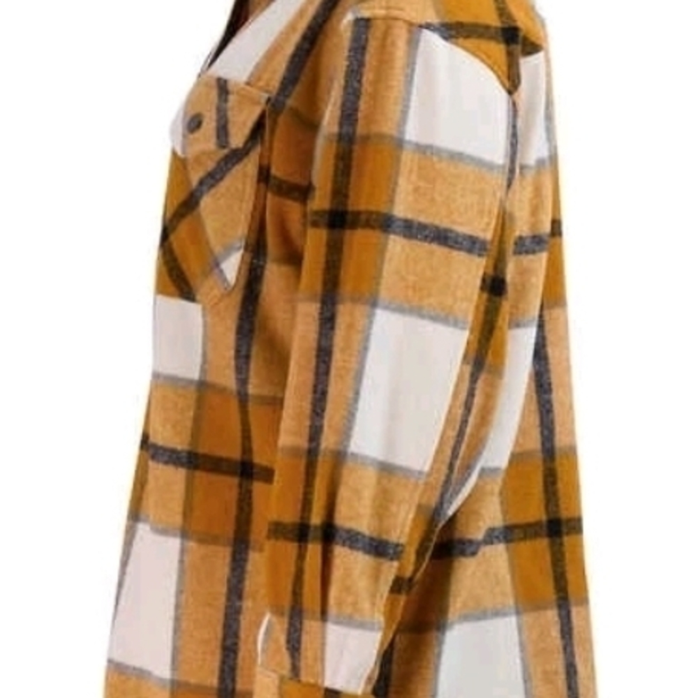 HFX Women's Plaid Button-Up Shacket Sz XL New With Tags - Picture 3 of 16